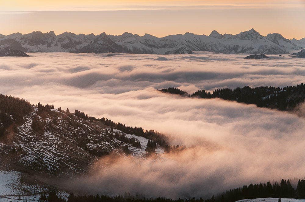 Akustikbild Hochnebel Sonnenuntergang